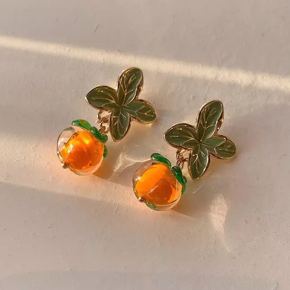 Jewelry - New Persimmon Glass Earrings